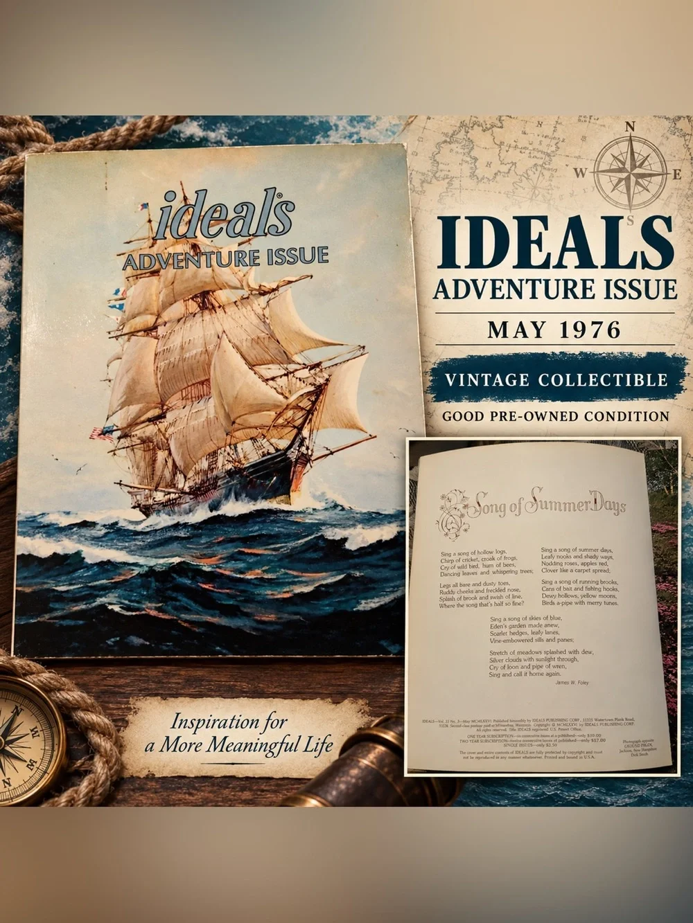 Vintage 1976 Ideals Adventure Issue Vol. 33 No. 3 Nautical Magazine